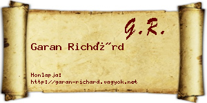 Garan Richárd névjegykártya